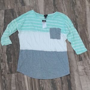 Rue 21 Mint Green Striped Colorblock Top Small Nwt